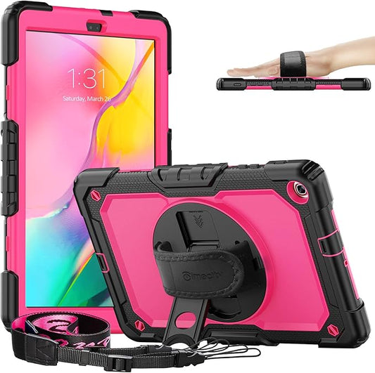 Timecity for Samsung Galaxy Tab A 10.1 Case 2019, Only Fit (SM-T510/ SM-T515/ SM-T517), Drop Proof with Hand Strap Stand Screen Protector Pencil Holder for Galaxy Tab A 10.1 Case - Rose