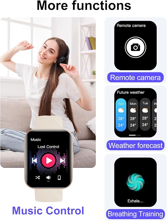 Smart Watch (Answer/Make Calls), 1.85" Smart Watches for Men Women Digital Watch Fitness Tracker with 100+ Sport Modes Heart Rate Monitor for iOS Android Phones Waterproof Milky White