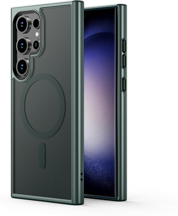 Magnetic for Samsung Galaxy S24 Ultra Case,[Compatible with Magsafe][Military Grade Shockproof][Slim&Tough] Translucent Matte Feeling Protective S24 Ultra Case, Green