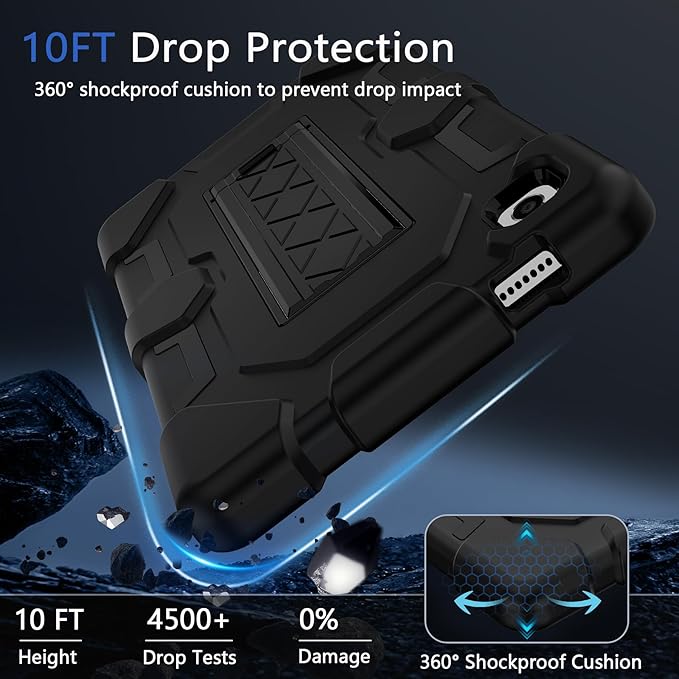 CCMAO Case for Samsung Galaxy Tab A9 Case 8.7 Inch 2023 Model (SM-X110/X115/X117), Heavy Duty Shockproof Hybrid Three Layer Protective Cover with Kickstand for Samsung A9 Tablet 8.7", Black