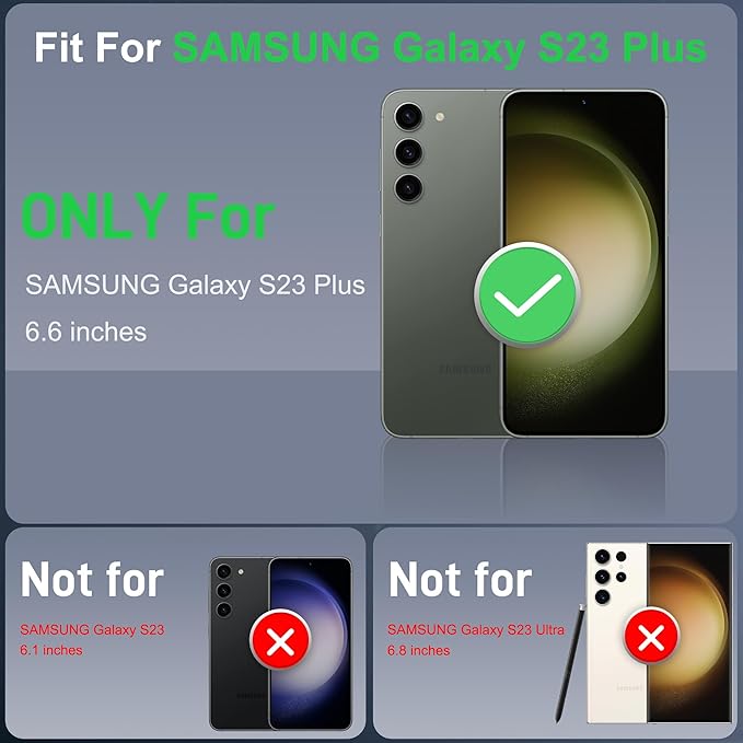 for Samsung Galaxy S23+ Plus Case with [2 Pack] HD Screen Protector, [Military-Grade] Shockproof Dust/Drop Proof 3-Layer Full Body Protection Heavy Duty Case for Galaxy S23 Plus, Navy