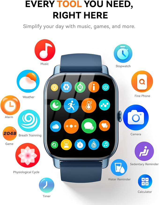 Smart Watches for Men Women(Answer/Make Call), 1.85 inch HD Fitness Tracker Watch with Activity Counter/Sleep Monitor/ 110+ Sports Modes, IP68 Waterproof Smart Watch for Andriod iPhone iOS Compatible