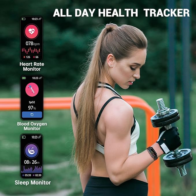 Fitness Trackers, 1.47 Inch Smartwatch, Touchscreen Activity Tracker with Thin Smartband Design, 5ATM Waterproof Fitness Watch Blood Oxygen Heart Rate Monitor for Android/iOS (Light Purple)