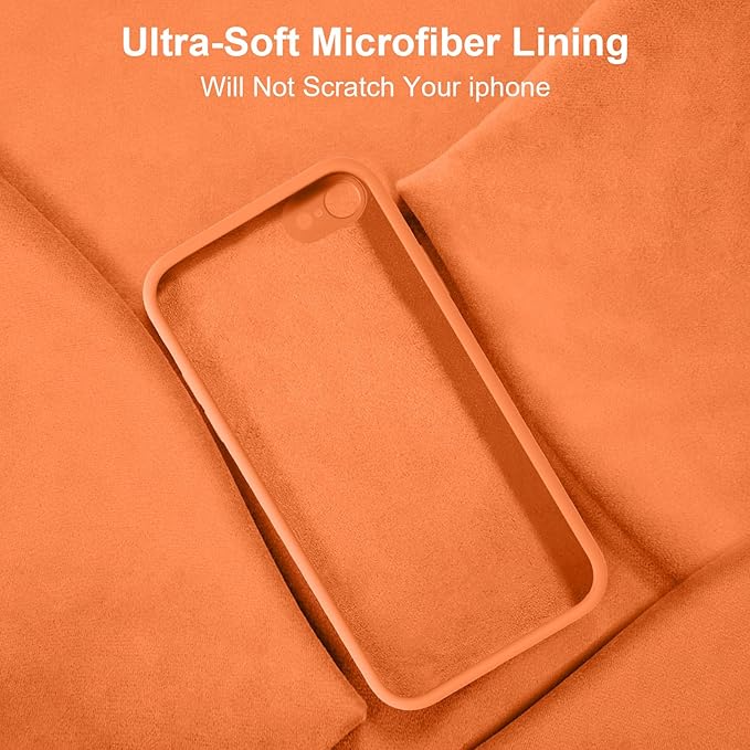 Vooii for iPhone SE Case 2022/3rd/2020,iPhone 8/7 Case, Upgraded Liquid Silicone with [Flat Edges] [Camera Protection] [Soft Anti-Scratch Microfiber Lining] Phone Case for iPhone SE - Bright Orange