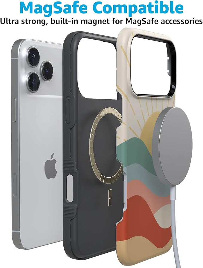 Casely iPhone 17 Pro Case | Here Comes The Sun | Colorblock Sunset | Compatible with MagSafe | Bold Protective Design