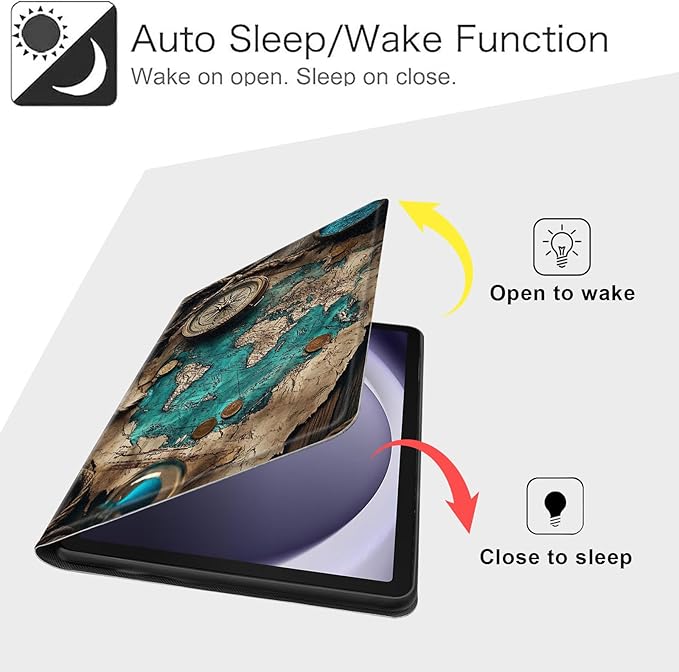 Case for Samsung Galaxy Tab A9+/A9 Plus 11” 2023 Model (SM-X210/X216/X218), Slim PU Leather Stand Cover with Auto Wake/Sleep, Multi-Angle Viewing & Shockproof, Ancient Map