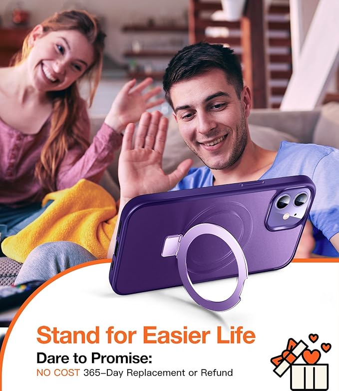 3-in-1 [Magnetic+Kickstand+Ring Holder] for iPhone 12/12 Pro Case Stand Ring Holder Compatible with MagSafe, Military Shockproof Protective iPhone 12/12 Pro Phone Case Kickstand Cover Purple