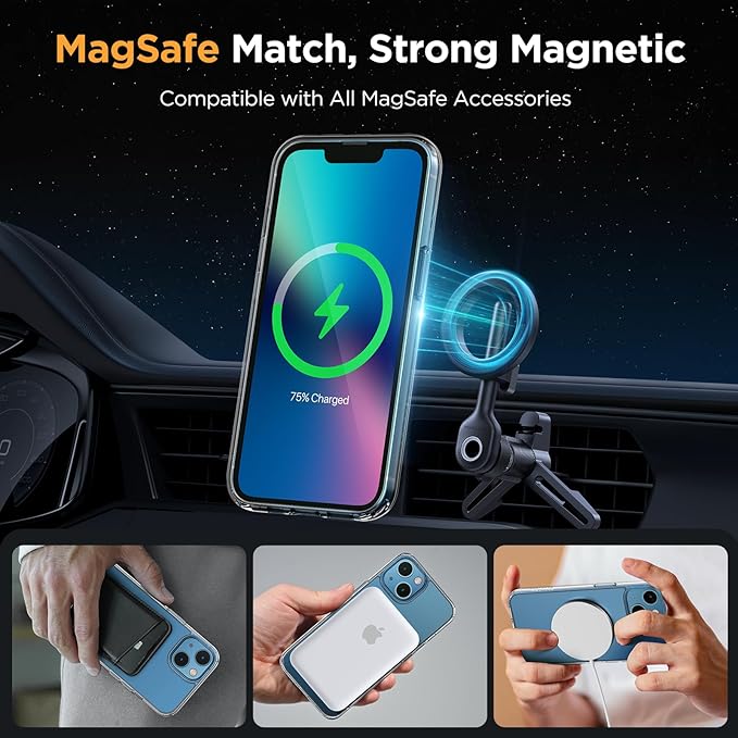 Miracase Magnetic for iPhone 13 Case 6.1 inch (Compatible with MagSafe)（with 2X Screen Protectors） Military-Grade Protection, Anti-Fingerprint Translucent Matte Phone Case Cover, Clear