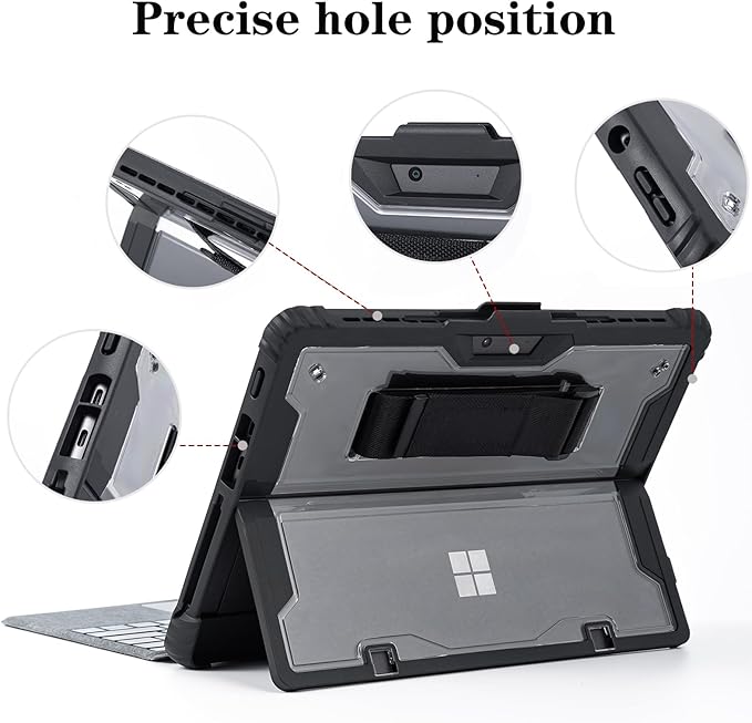 for Microsoft Surface Pro8 Tablet Protective Case 13 inches 2021, Thicken and Rugged Cover with Stand Case, Compatible Keyboard Cover, Including Hand Strap Shoulder,Black