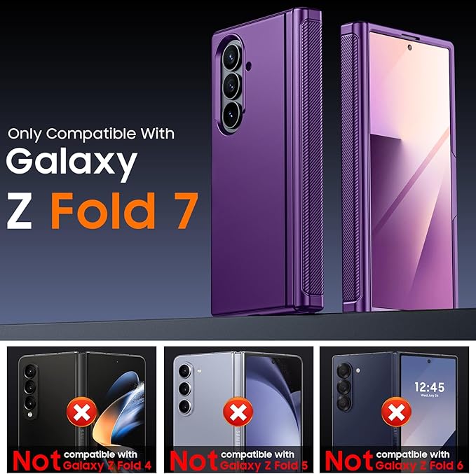 for Samsung Galaxy Z Fold 7 Case Magnetic Power with [Kickstand][Hinge Protection] Full Body Screen Protector Shockproof Phone Case for Galaxy Z Fold 7 Case(Purple)