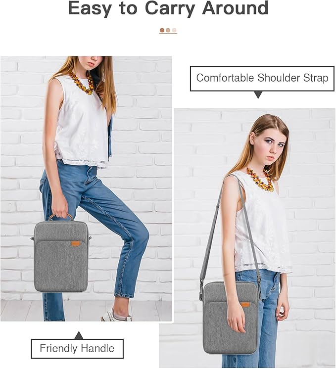 MoKo 13.3-14 Inch Laptop Sleeve Bag Fits MacBook Pro M3/M2 14" 2023, MacBook Pro 13" M2, New MacBook Air 13.6" M3/M2 2024/2022,Tab S8 Ultra 14.6",Handle Carrying Case with Shoulder Strap, Dark Gray