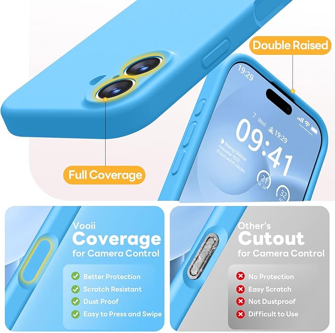 Vooii Magnetic Compatible with iPhone 17 Case (Compatible with Magsafe) (Upgraded Camera Protection) Liquid Silicone Shockproof Full Body Protective Phone Cover for Women Men, Blue, 6.3"