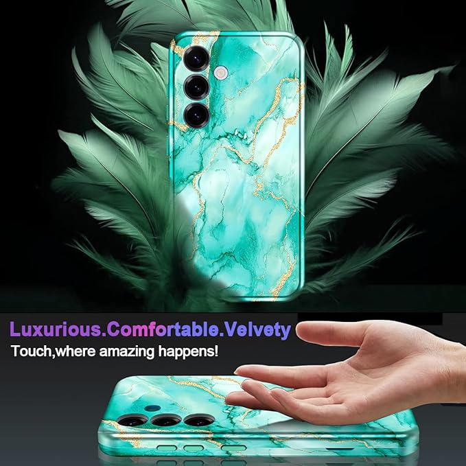 Casetego for Galaxy S25 Case,Compatible with MagSafe,[Military Grade Drop Test] Full Body Protection Slim Shockproof Rugged Marble Women Case for Samsung Galaxy S25 6.2 inch,Turquoise