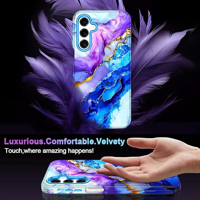 Casetego for Galaxy A16 5G Case,Compatible with MagSafe,[Military Grade Drop Test] Full Body Protection Slim Shockproof Rugged Marble Women Case for Samsung Galaxy A16 5G 6.7 inch,Azure Blue