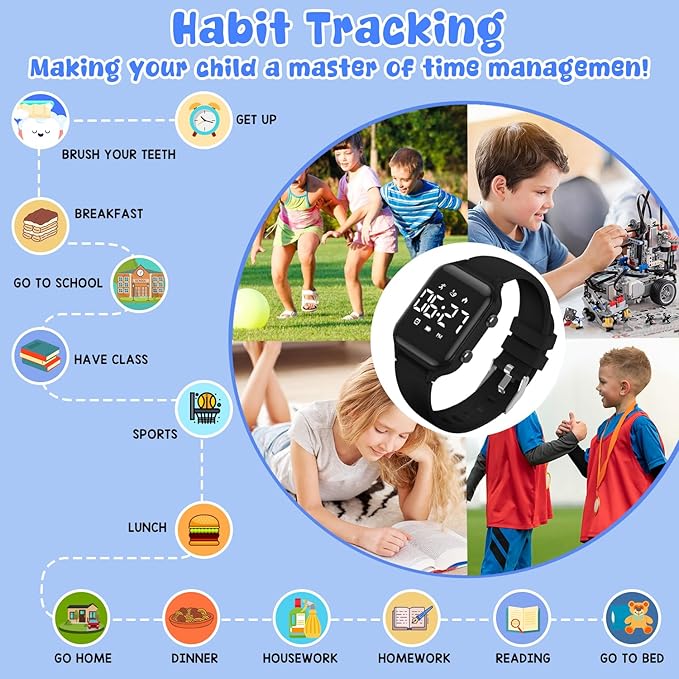 Kids Digital Watches for Boys Girls, Sports Watch with Fitness Tracker, Pedometer, Alarm Clocks, Stopwatch, No App Needed Waterproof Kids Watch, Gift for Teens Student Girls Boys Ages 5-14