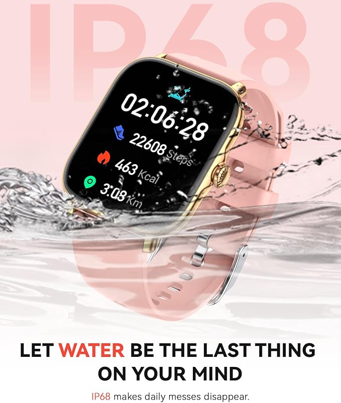 Smart Watch for Women Men, Bluetooth Call, 1.91'' HD Full Touchscreen Fitness Step Tracker Watch for Android iPhone Compatible, IP68 Waterproof Smartwatch With Sleep Monitor/Activity Tracker/Pedometer