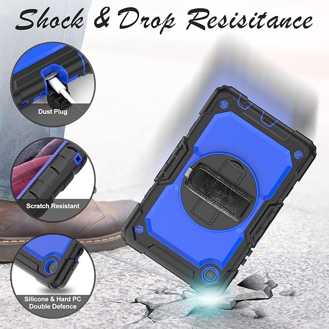 Case for Samsung Galaxy Tab A7 Lite 8.7-inch 2021 (SM-T220/T225), Protective with Screen Protector/Hand Strap/Pen Holder, Sturdy Shockproof for Samsung A7 Lite Tablet Case (Blue)