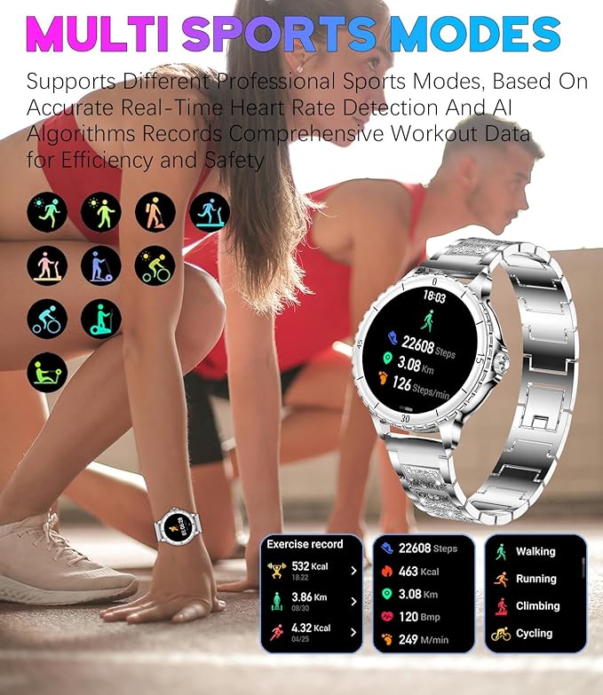 Smart Watch for Women, 1.27" HD Display,Answer/Make Calls, IP68 Waterproof Sports Women's Smartwatch, Fitness Tracker,Heart Rate Monitor, Pedometer – Compatible with Android & iOS (Silver)