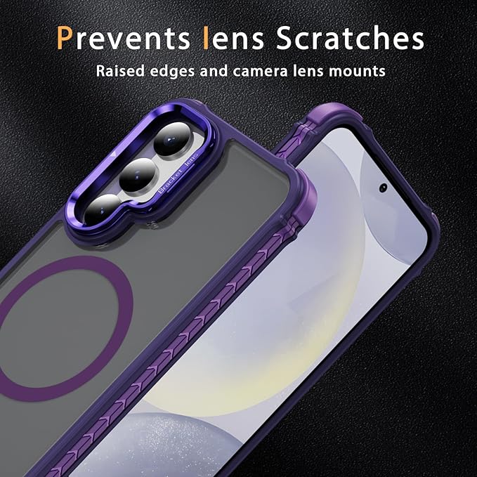 Magnetic for Samsung Galaxy S25 Case/S24 Case Purple Fit for MagSafe Military-Grade Shockproof Protection Adjustable Kickstand Slim Matte Anti-Fingerprint Cover Men Women