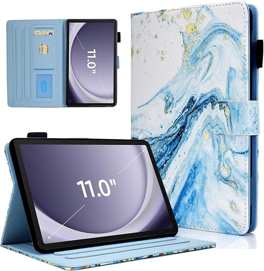 DTangLsm Case for Samsung Galaxy Tab A9 Plus/A9+ 5G 11 inch 2023 (Model: SM-X210 /SM-X216 /SM-X218) PU Leather Smart Folding Shell Stand Cover for Galaxy Tab A9+ Case with Auto Wake/Sleep, Marble Blue