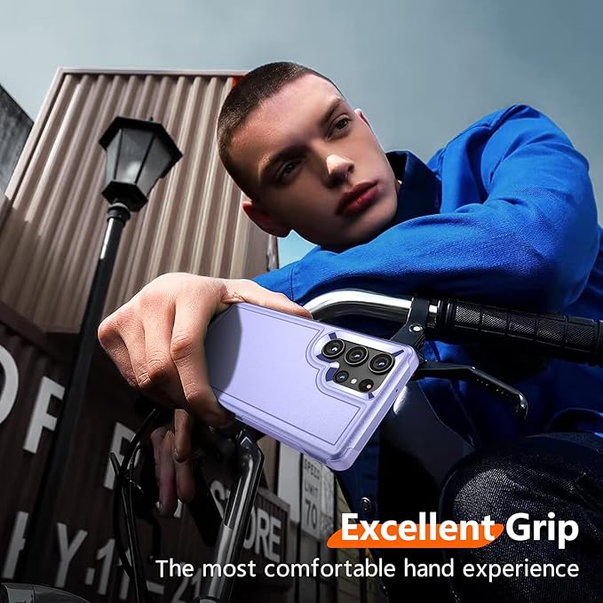 Red2Fire for Samsung Galaxy S23 Ultra Case, [Military Grade Drop Protection] Non-Slip Heavy Duty Full Body Shockproof Protection Phone Case for S23 Ultra Case 6.8 inch, Light Purple