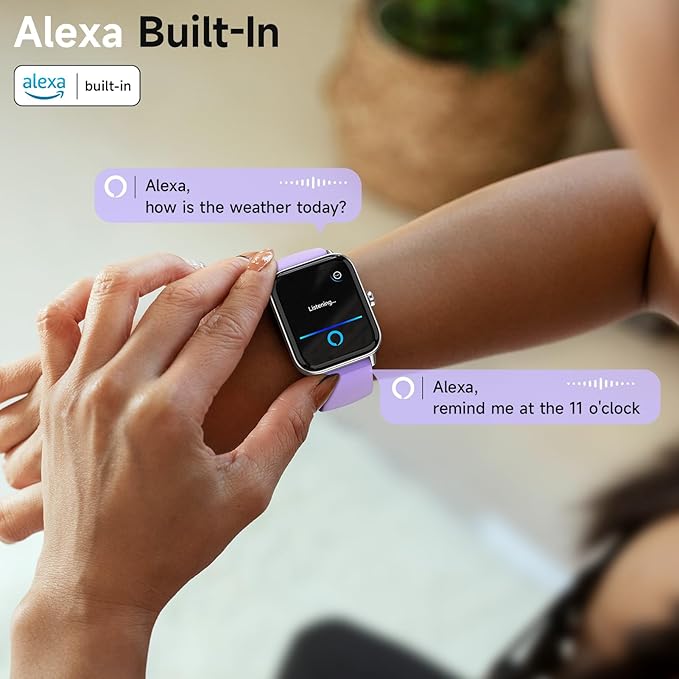 Smart Watches for Women Android & iPhone, Alexa Built-in, 1.85" Fitness Tracker with Answer/Make Calls, IP68 Waterproof Fitness Watch,Heart Rate, Sleep, SpO2 Monitor,Pedometer, Purple