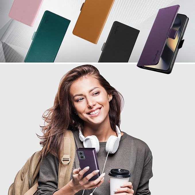 Wallet Flip Case for Motorola Edge (2024) - [RFID Blocking] Luxury PU Leather Card Holder Magnetic Phone Cover with Kickstand,Shockproof Protective Case,Purple