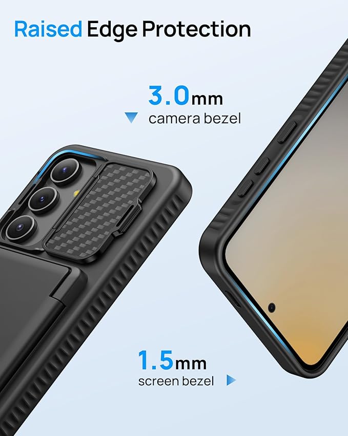 for Samsung Galaxy S24 Fe Case with Card Holder, Built-in & Kickstand & Camera Cover, Full Body Protective Rugged Multifunctional Wallet Stand Phone Cover Case for S24 Fe 6.7" 2024, Black