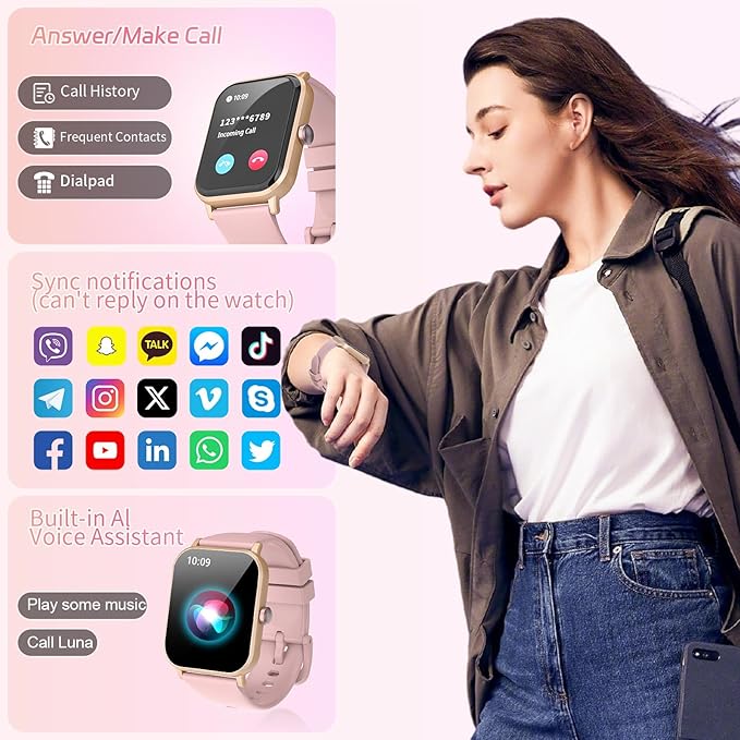 Smart Watch for Men Women with Calling, 1.83" Fitness Tracker with Heart Rate/Sleep Monitor, Step Tracker, New Gen Fitness Watch with 120+ Sports Modes, IP68 Waterproof Smartwatch for Android/iOS Pink