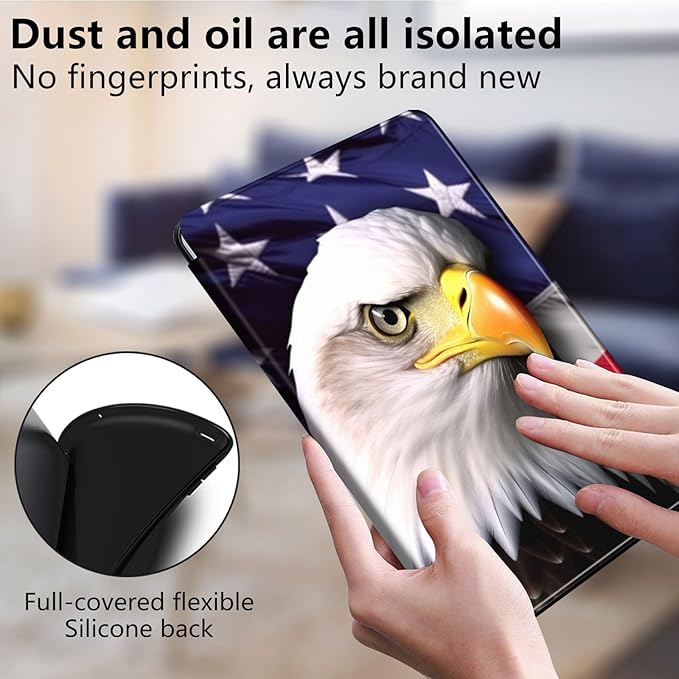 Case for Lenovo Tab M10 Plus 10.3", 360 Degree Rotating Folding Stand,with Auto Sleep/Wake Case for Lenovo Tab M10 Plus (2020 2nd Gen) TB-X606F/TB-X606X 10.3" FHD Tablet,American Flag Eagle