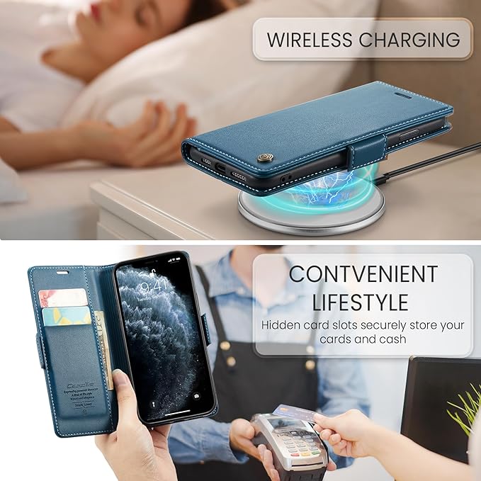 for iPhone 11 Pro Case, Premium PU Leather Wallet Case Flip Cover with [RFID Blocking][Card Holder][Stand Function] Shockproof Protective for iPhone 11 Pro 5.8", Blue