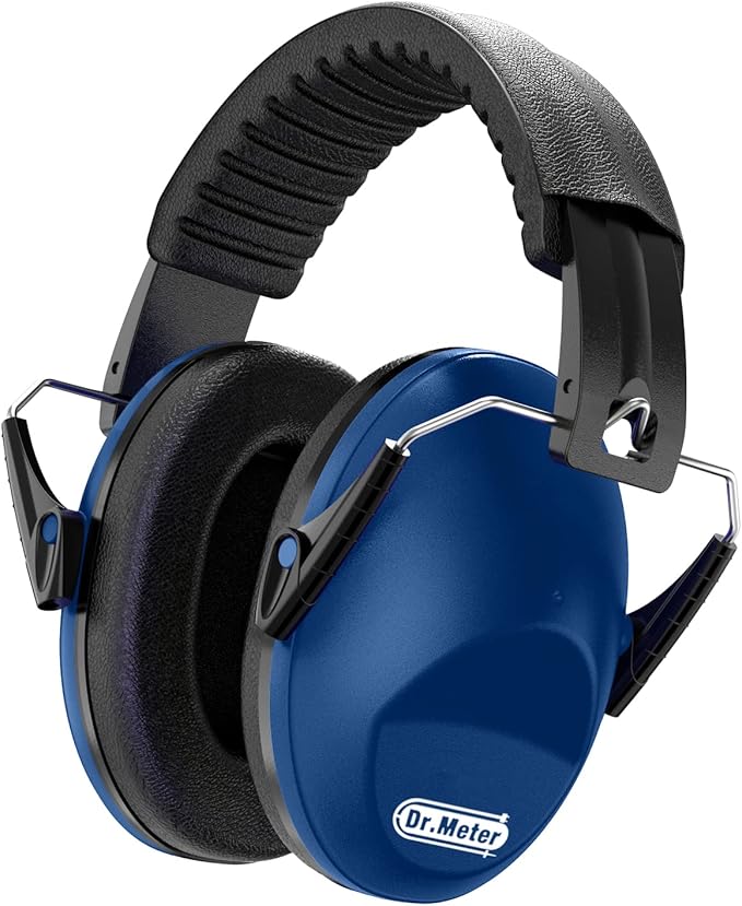 Dr.meter Ear Muffs for Noise Reduction: SNR27.4 Noise Cancelling Headphones for Kids with Adjustable Headband, Hearing Protection Earmuffs for Monster Truck, Fireworks and Kids Autism, Dark Blue