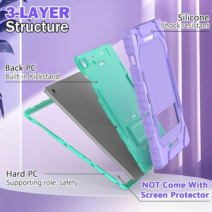 Grifobes for Samsung Galaxy Tab A9 Plus 11 Inch 2023 Cases, Heavy Duty Shockproof Rugged Cover for New Samsung Tablet A9+ 11" Case (SM-X210/X216/X218) with Kickstand for Kids, Purple+Green