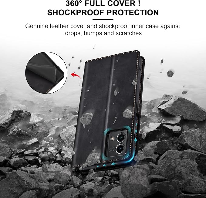 Jasonyu Flip Wallet Case for Moto G Stylus 5G (2023),Leather Magnetic Folio Cover with Card Holder,Kickstand - TPU Shockproof Durable Protective Phone Case,Black