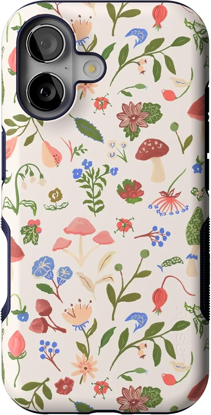 Casely iPhone 17 Case | Garden Party | Mushroom Floral | Bold Protective Design | Compatible with MagSafe