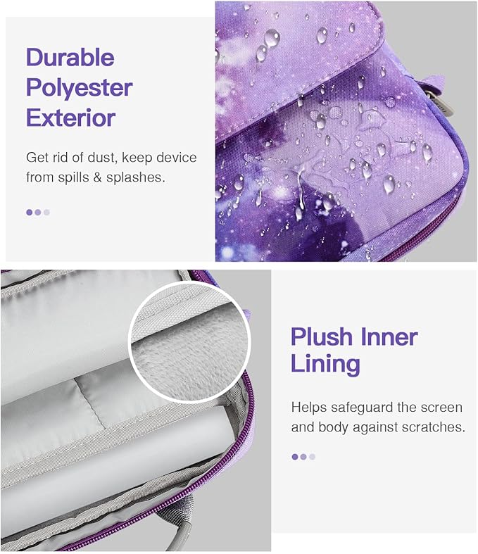 MoKo 13.3-14 Inch Laptop Sleeve Bag Fits MacBook Pro M3/M2 14" 2023,MacBook Pro 13" M2,New MacBook Air 13.6" M3/M2 2024,Tab S8 Ultra 14.6",Handle Carrying Case with Shoulder Strap,Purple Starry Sky