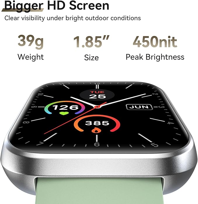 Smart Watches for Women Men, 1.85" AMOLED Screen Smartwatch Compatible iPhone Android Phone (Answer/Make Call), 24/7 SpO2 Sleep Heart Rate Monitor,3ATM Waterproof, Fitness Tracker Watch 120+ Sport