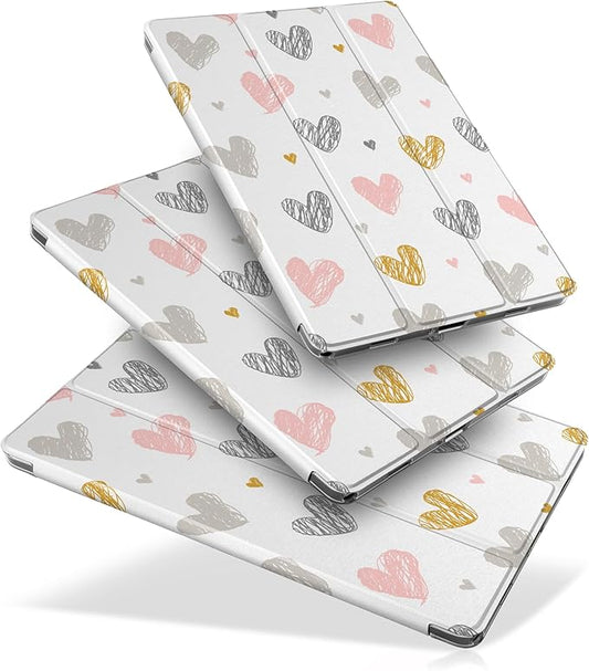 DONGKE Case for Samsung Galaxy Tab A9+/A9 Plus 11 inch 2024 2023 (SM-X210/X216/X218), Slim Stand Hard PC Translucent Back Shell Smart Cover, Auto Wake/Sleep - Hearts