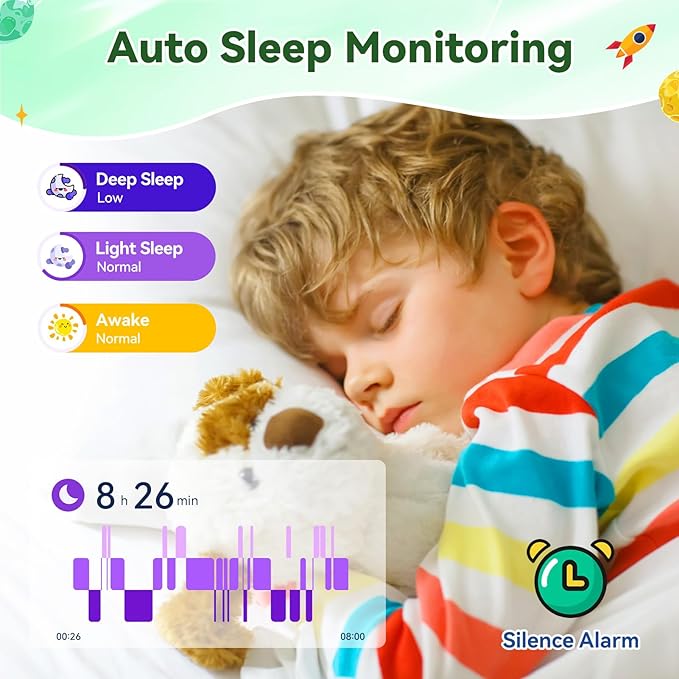 Smart Watch for Boys Girls with Sleep | Health | Activity Tracker, Games, Alarm, IP68 Waterproof Kids Fitness Watch with Pedometer, Family Account, Toys Gifts for Kids Aged 4-16