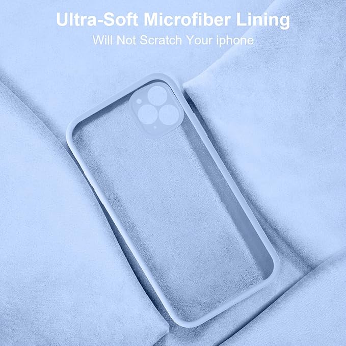 Vooii Compatible with iPhone 11 Pro Max Case, Upgraded Liquid Silicone with [Flat Edges] [Camera Protection] [Soft Anti-Scratch Microfiber Lining] Phone Case for iPhone 11 Pro Max - Light Blue