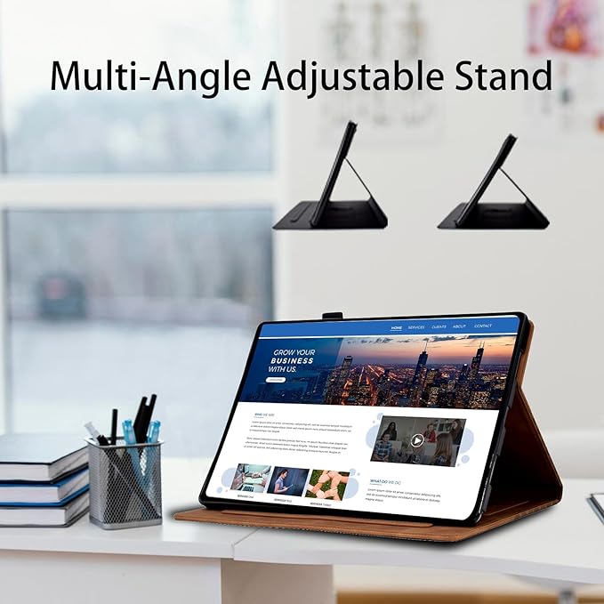 Case for Samsung Galaxy Tab A 10.1 2019 Model SM-T510/T515/T517 Magnetic Shell Foldable Cover with Card Holder Multi-Angle Galaxy Tab T510,Brown