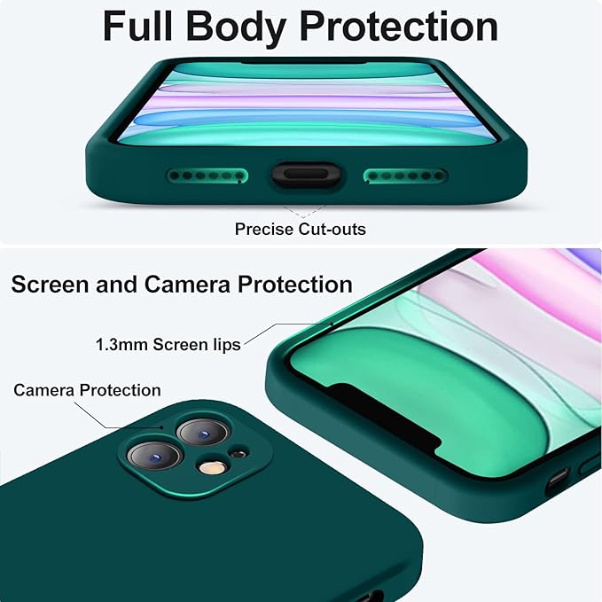 Vooii Compatible with iPhone 11 Case, Upgraded Liquid Silicone with [Flat Edges] [Camera Protection] [Soft Anti-Scratch Microfiber Lining] Phone Case for iPhone 11 6.1 inch - Teal