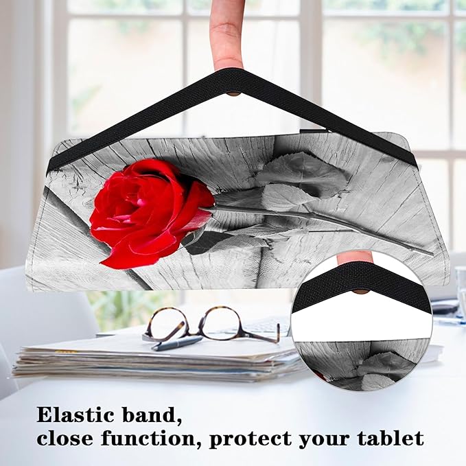 Case for Lenovo Tab M8 4th Gen 8",PU Leather Flip Smart Stand Back Shockproof Cover with Elastic Band for Lenovo Tab M8 (4th Gen) 8 Inch 2023 - One Rose