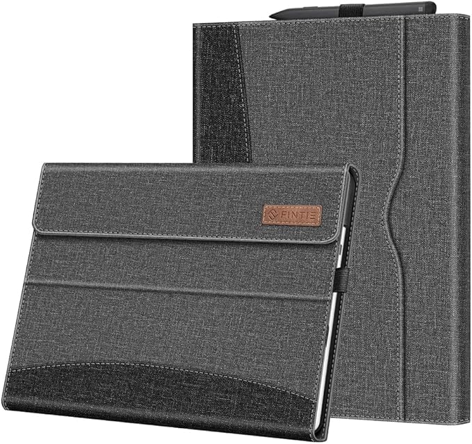 Fintie Case for 13 Inch Microsoft Surface Pro 11/10/9 - Multiple Angle Viewing Portfolio Business Cover with Pocket & Stylus Holder, Compatible with Type Cover Keyboard, Gray