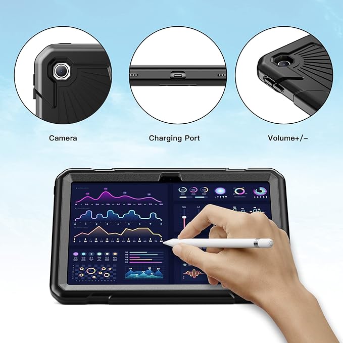 TSQQST Lenovo Tab M10 Plus Case 10.6 Inch 2022 3rd Gen (TB-125F/TB-128F) with Screen Protector Stand | Heavy Duty Rugged Kids Case for Tablet Lenovo M10 Plus 10.6" (Black)