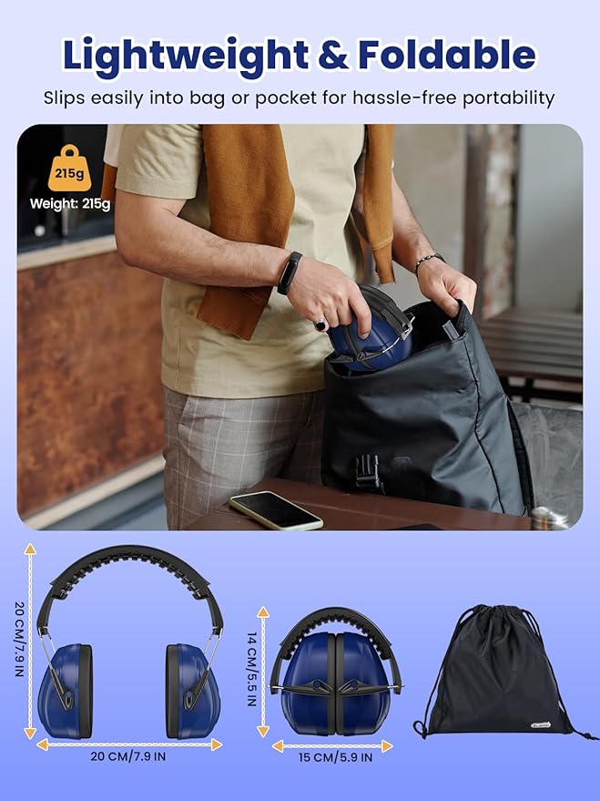 Dr.meter Ear Protection Ear Muffs, 31dB Noise Cancelling Headphones for Shooting Gun Range with Adjustable Headband, Noise Reduction Earmuffs for Adults Kids Autism Sensory, Yard Work, Mowing