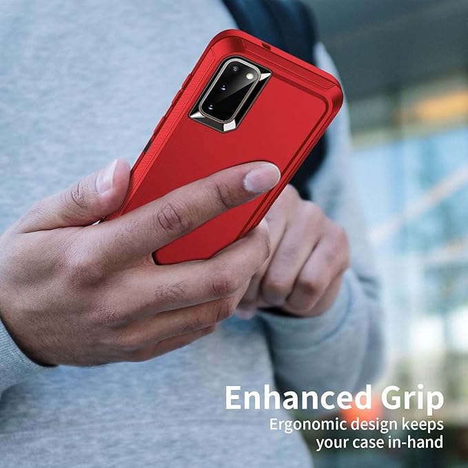 for Galaxy S20 FE 5g Case,Shockproof Dropproof Dustproof 3-Layer Full Body Protection Rugged Heavy Duty High Impact Hard Cover Case for Galaxy S20 FE 6.5 inch,Red/Black
