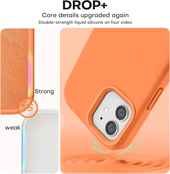 Vooii Compatible with iPhone 12 Case/iPhone 12 Pro Case, Liquid Silicone Upgrade [Soft Anti-Scratch Microfiber Lining] [Shockproof Drop Protection] Phone Case 6.1 inch - Bright Orange