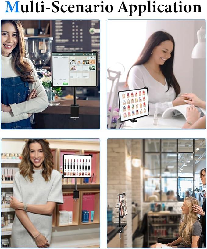 Anti-Theft iPad Kiosk Stand - Double Anti Theft, Locking Tablet Stand for Desktop, 360°/ 90° Swivel POS iPad Security Stand for 10.2" iPad/iPad Air/iPad Pro/Galaxy Tabs, All 7-11" Tablet