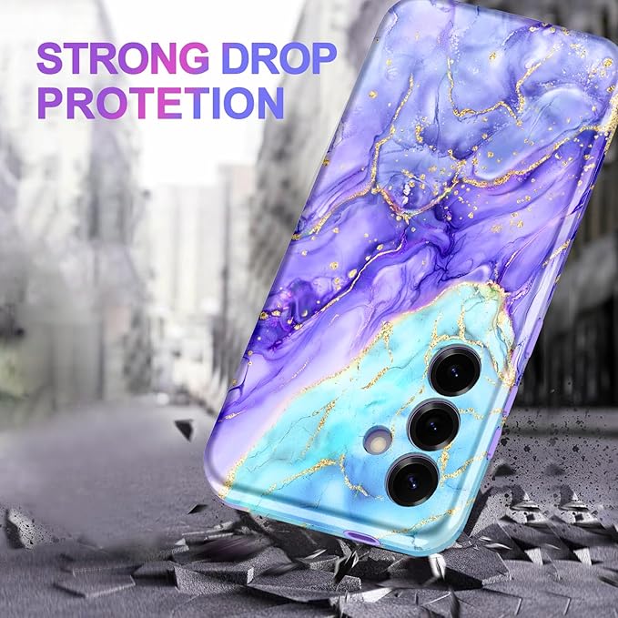 Casetego for Galaxy S25 Plus Case,Compatible with MagSafe,[Military Grade Drop Test] Full Body Protection Slim Shockproof Rugged Marble Women Case for Samsung Galaxy S25 Plus 6.7 inch,Cobalt Violet
